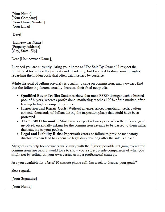 The Hidden Costs Of Selling By Owner Letter