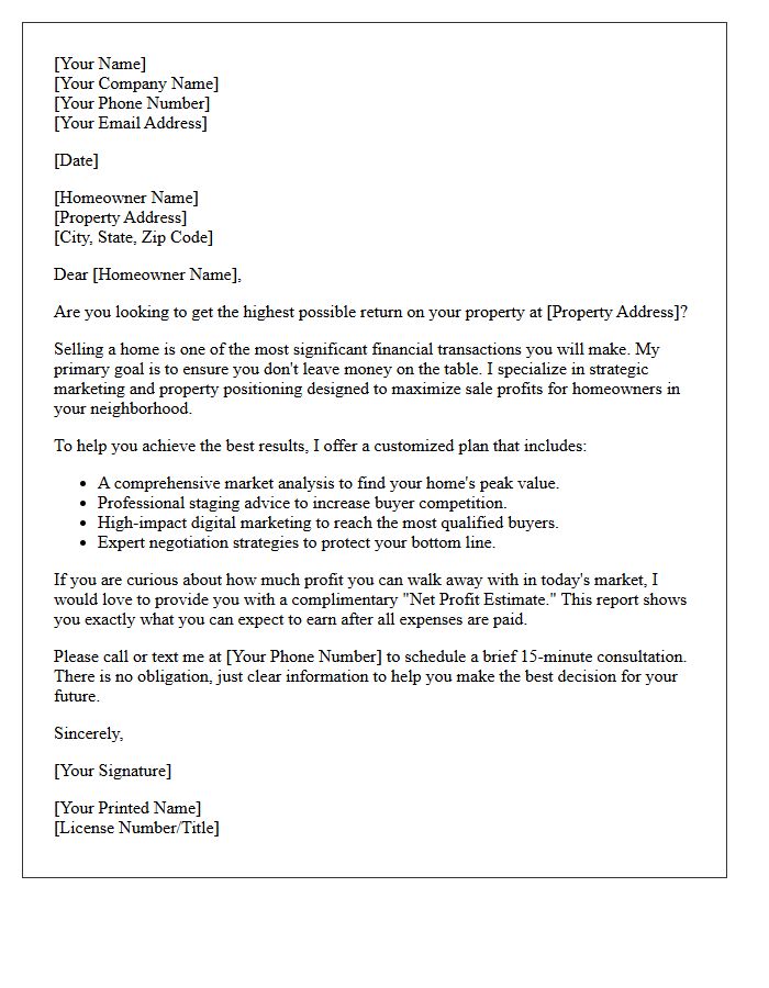 Maximizing Your Property Sale Profit Letter
