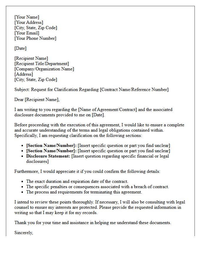 Understanding Legal Contracts And Disclosures Letter