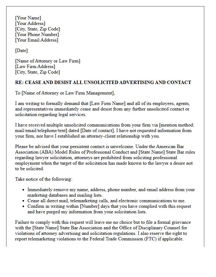 Law Firm Client Solicitation Cease And Desist Letter