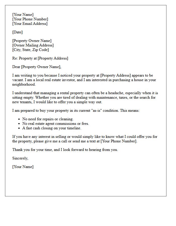 Tired Landlord Vacant Home Inquiry Letter