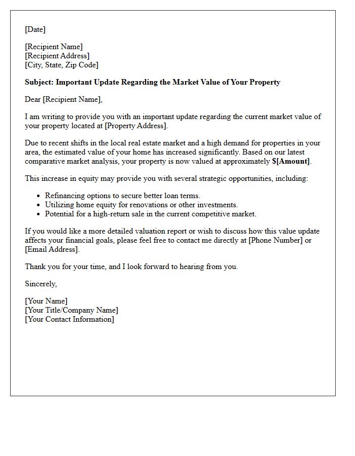 High Market Value Update Letter