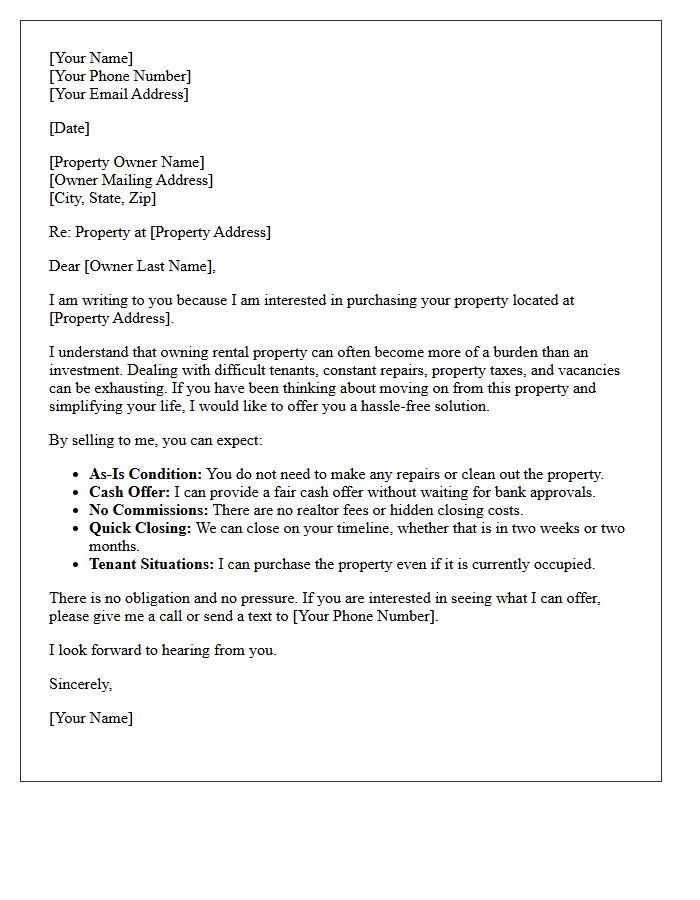 Tired Landlord Property Solution Letter