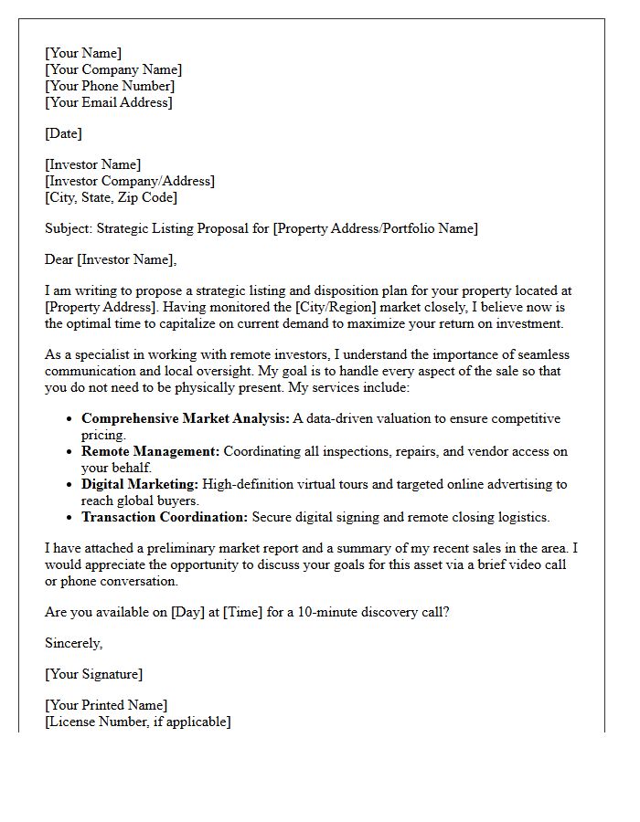Remote Investor Listing Proposal Letter