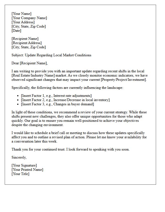 Changing Local Market Conditions Letter