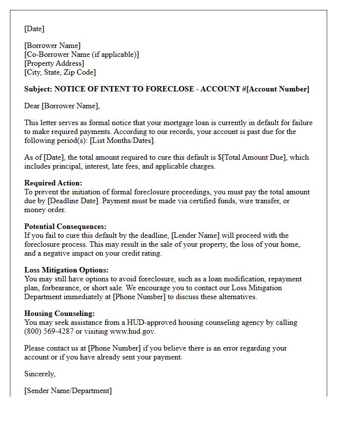 Pre-Foreclosure Initiation Letter