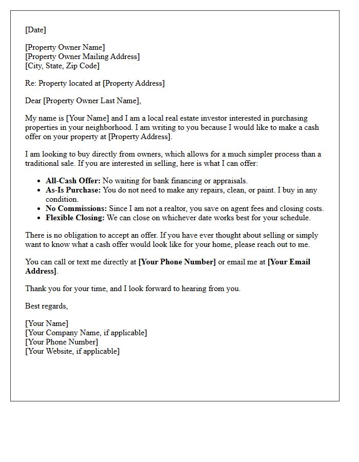 Off Market Cash Buyer Letter