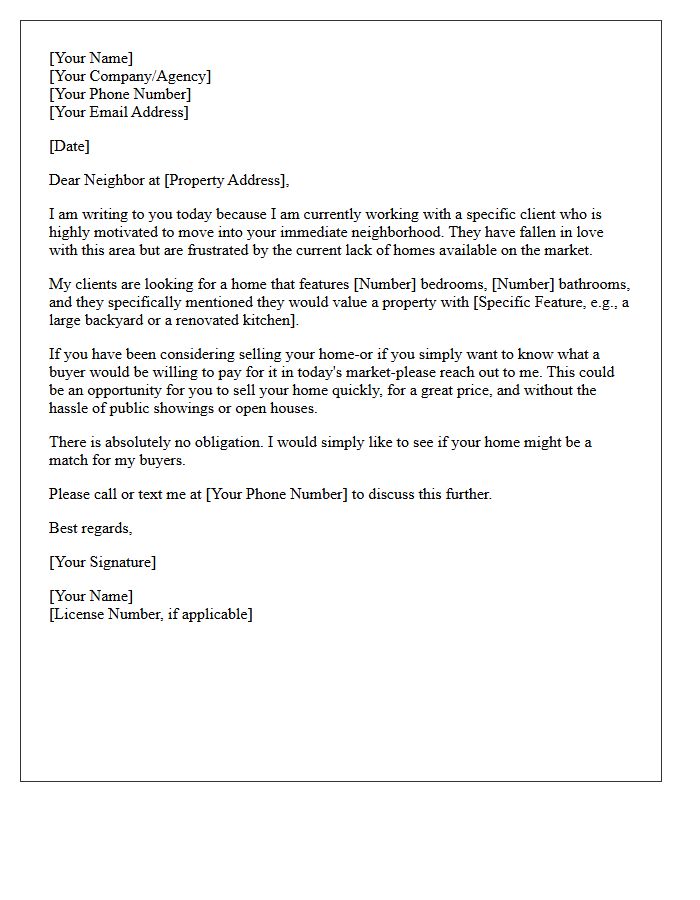 Specific Buyer Looking In Your Neighborhood Letter