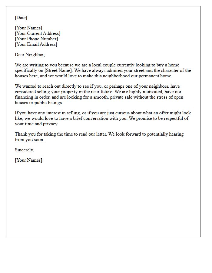 Motivated Couple Looking For A House On Your Street Letter