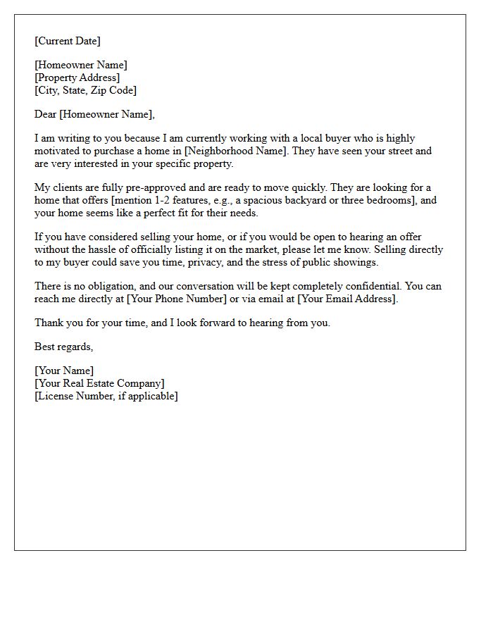 Local Buyer Ready To Purchase In Your Neighborhood Letter