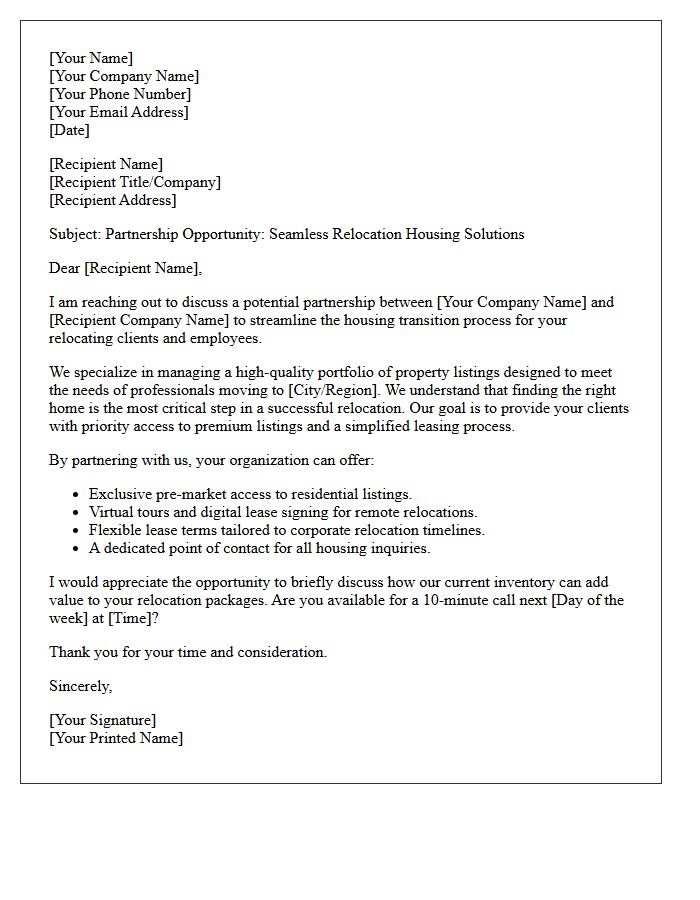 Seamless Relocation Property Listing Partnership Letter