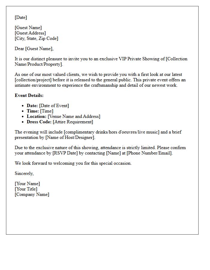 VIP Private Showing Exclusive Invitation Letter