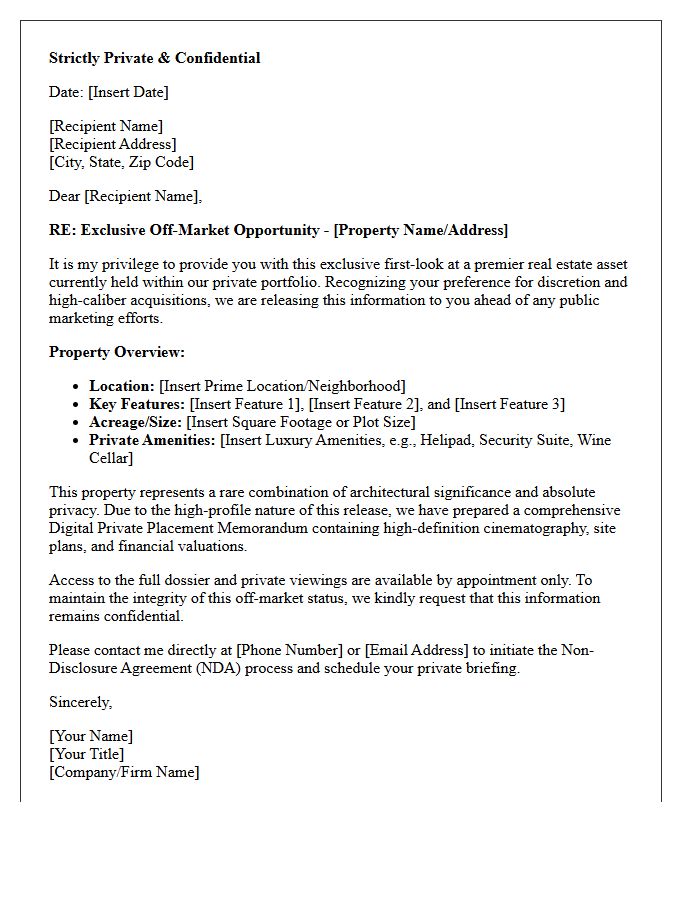 High-Net-Worth Individual Exclusive Property Release Letter