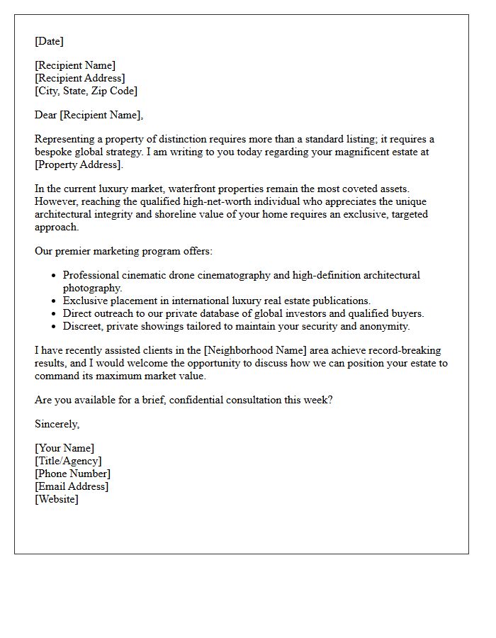 Premier Waterfront Estate Exclusive Marketing Letter
