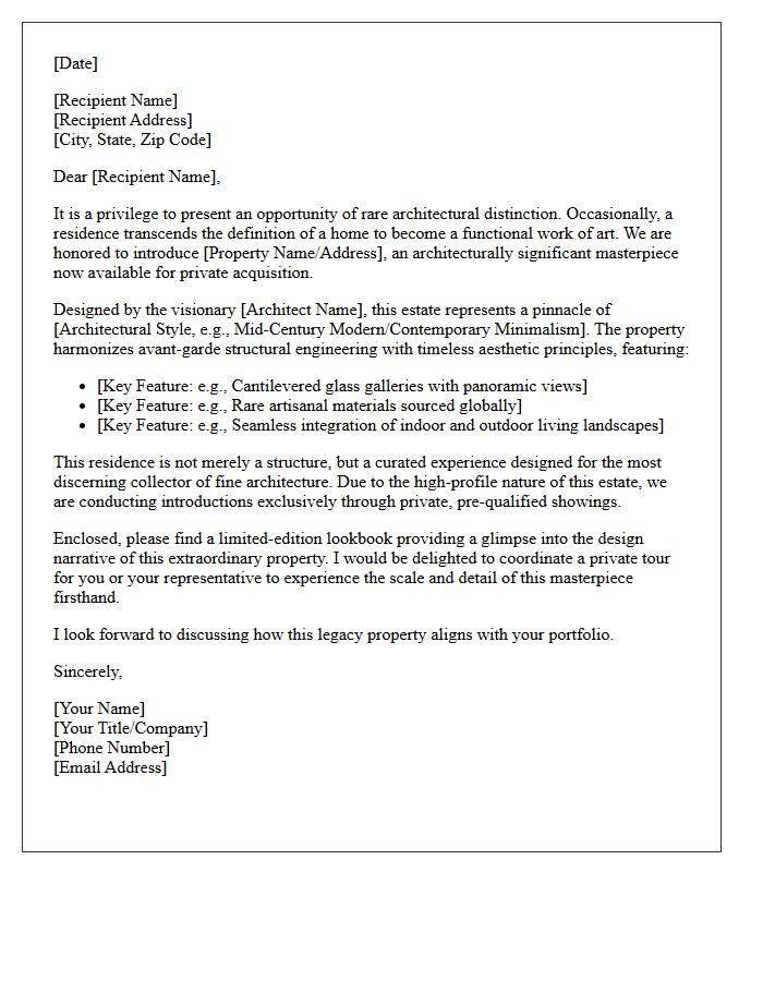 Architecturally Significant Masterpiece Exclusive Introduction Letter