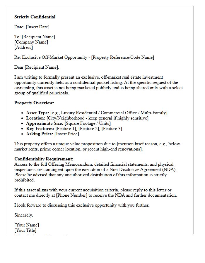 Confidential Pocket Listing Exclusive Offering Letter