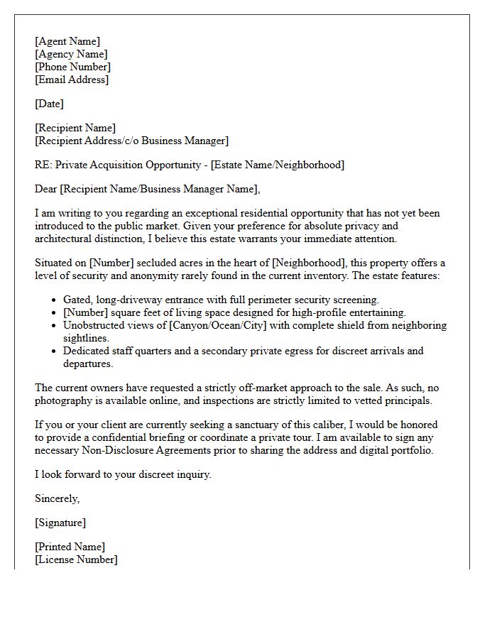 Secluded Celebrity Estate Exclusive Prospect Letter