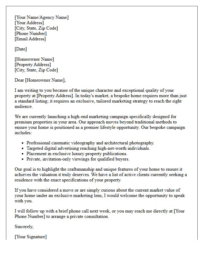 Bespoke Property Exclusive Marketing Campaign Letter