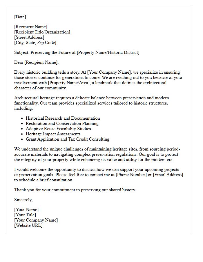 Architectural Heritage Marketing Letter