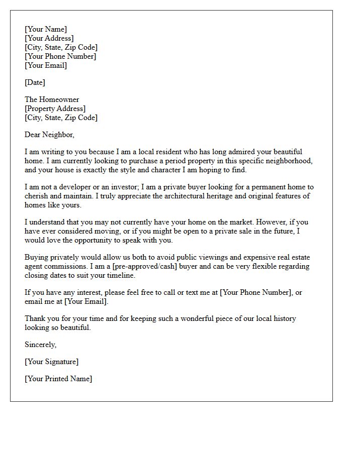 Period Home Buyer Match Letter