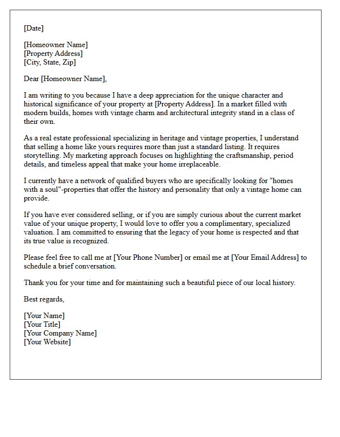 Vintage Property Specialized Marketing Letter