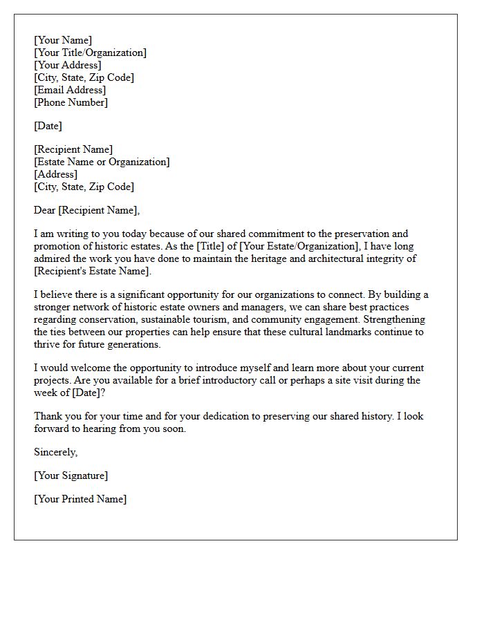 Historic Estate Network Outreach Letter