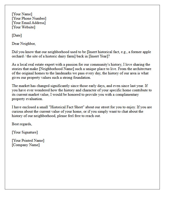 Local History Real Estate Letter