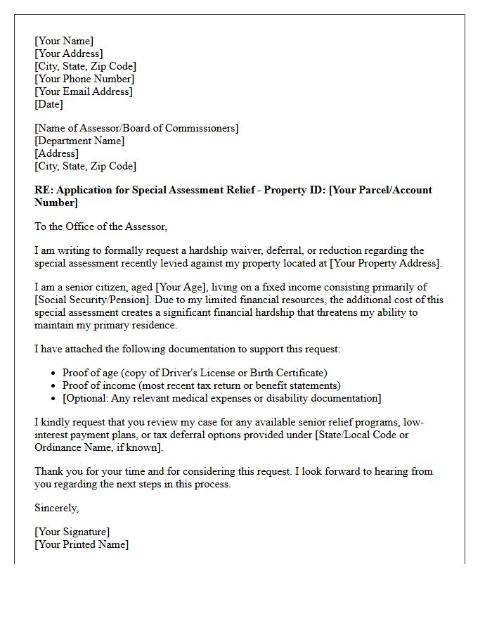 Senior Citizen Fixed Income Special Assessment Relief Letter