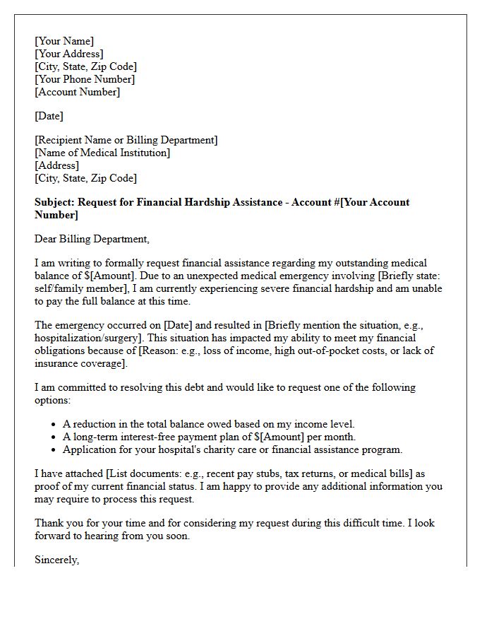 Medical Emergency Financial Hardship Letter