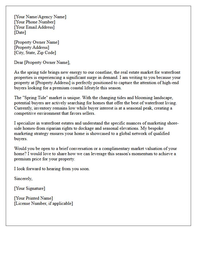 Spring Tide Waterfront Property Listing Letter