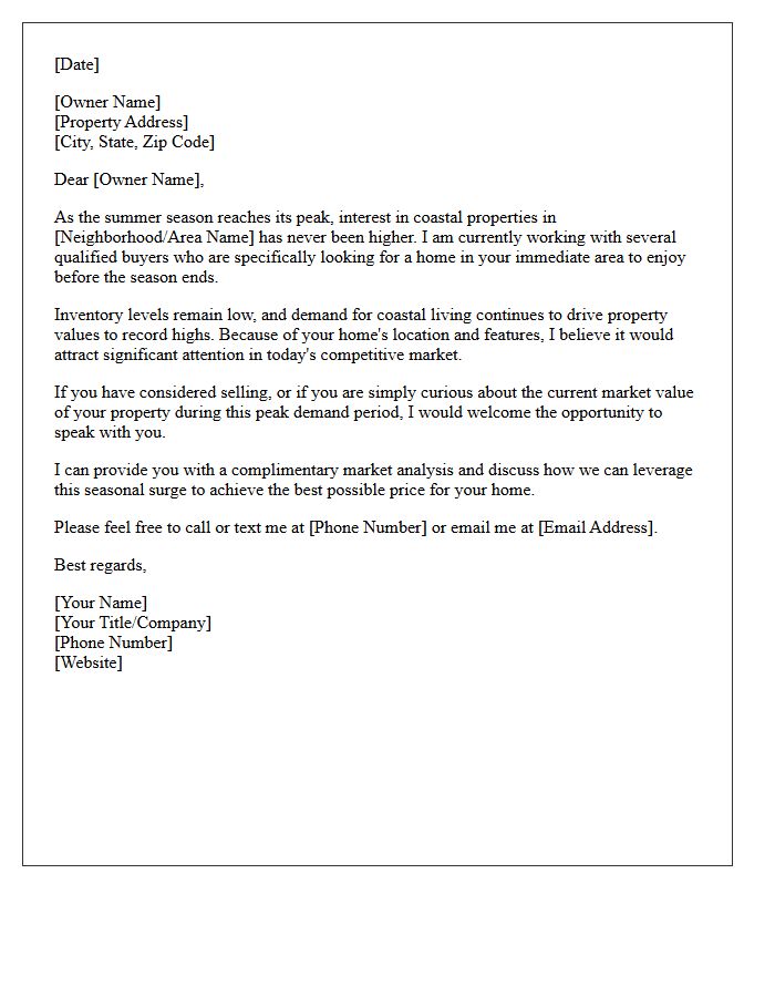 Peak Summer Coastal Real Estate Demand Letter