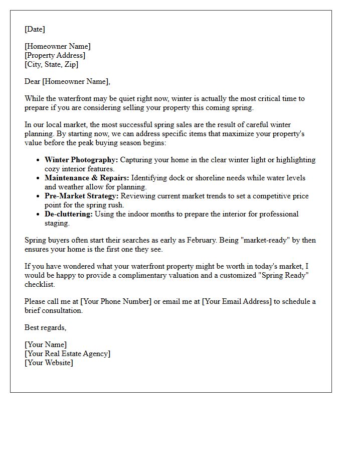 Winter Planning for Spring Waterfront Listing Letter