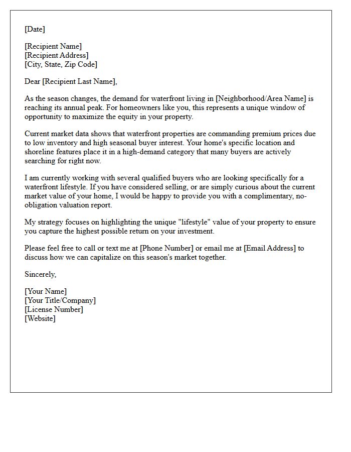 Maximizing Seasonal Equity Waterfront Real Estate Letter