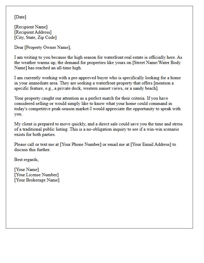 High Season Waterfront Buyer Match Letter