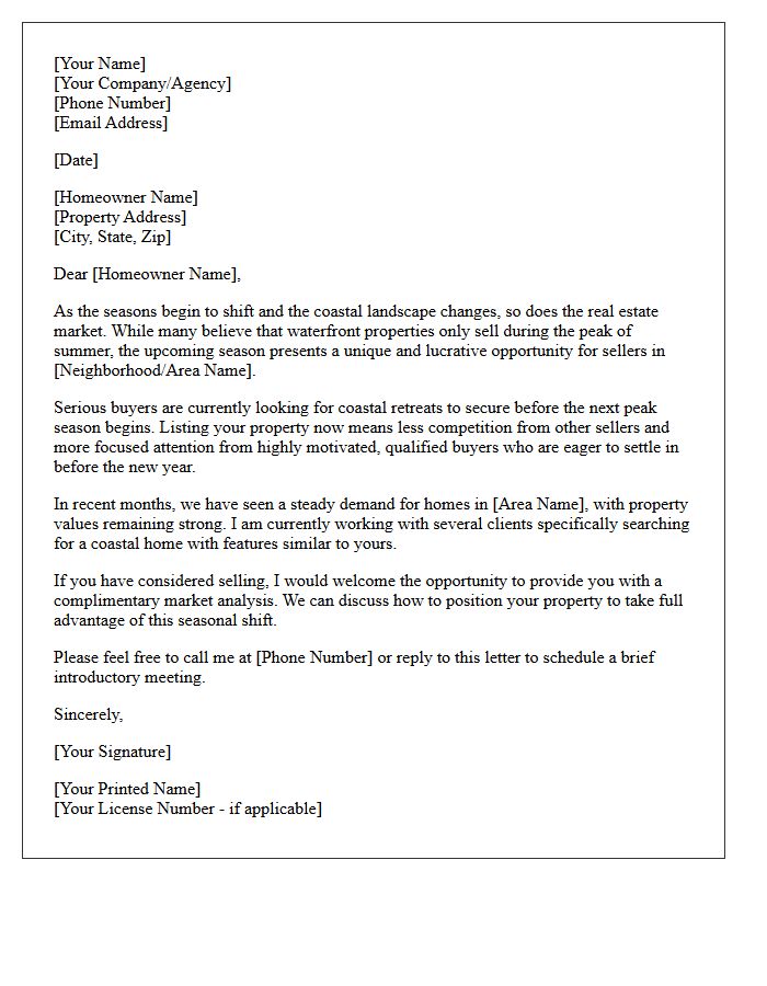 Seasonal Shift Coastal Property Listing Letter