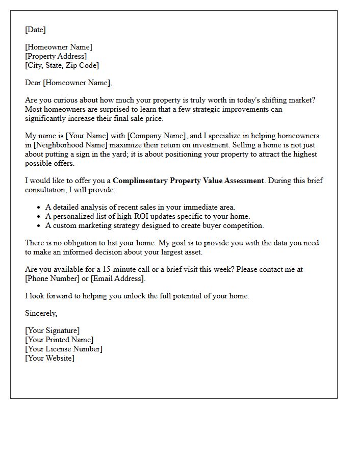 Maximize Your Property Value Sale Letter