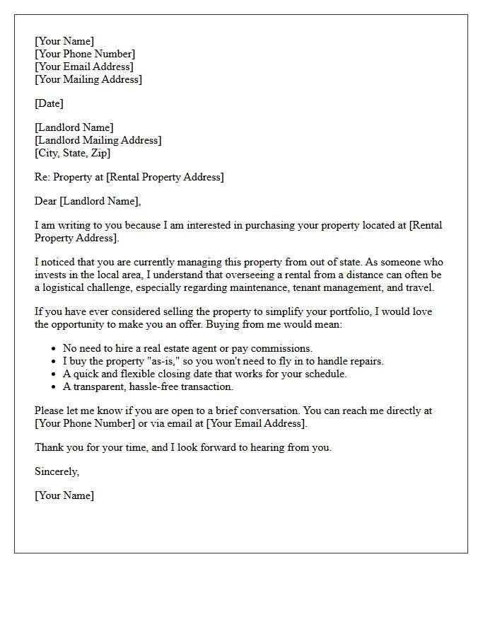 Out Of State Landlord Sale Letter