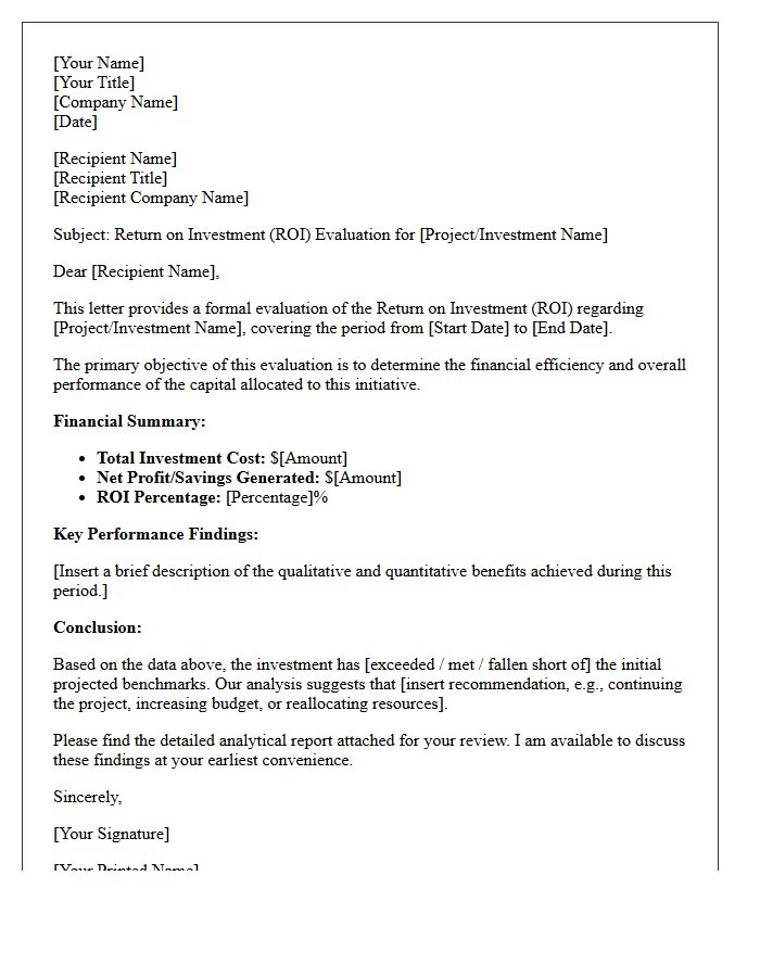 Return On Investment Evaluation Letter