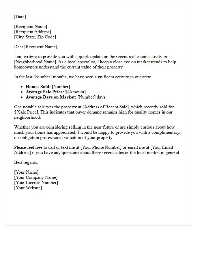 Neighborhood Market Update Sale Letter