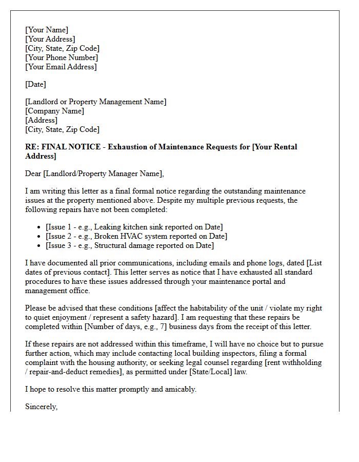 Property Maintenance Exhaustion Letter