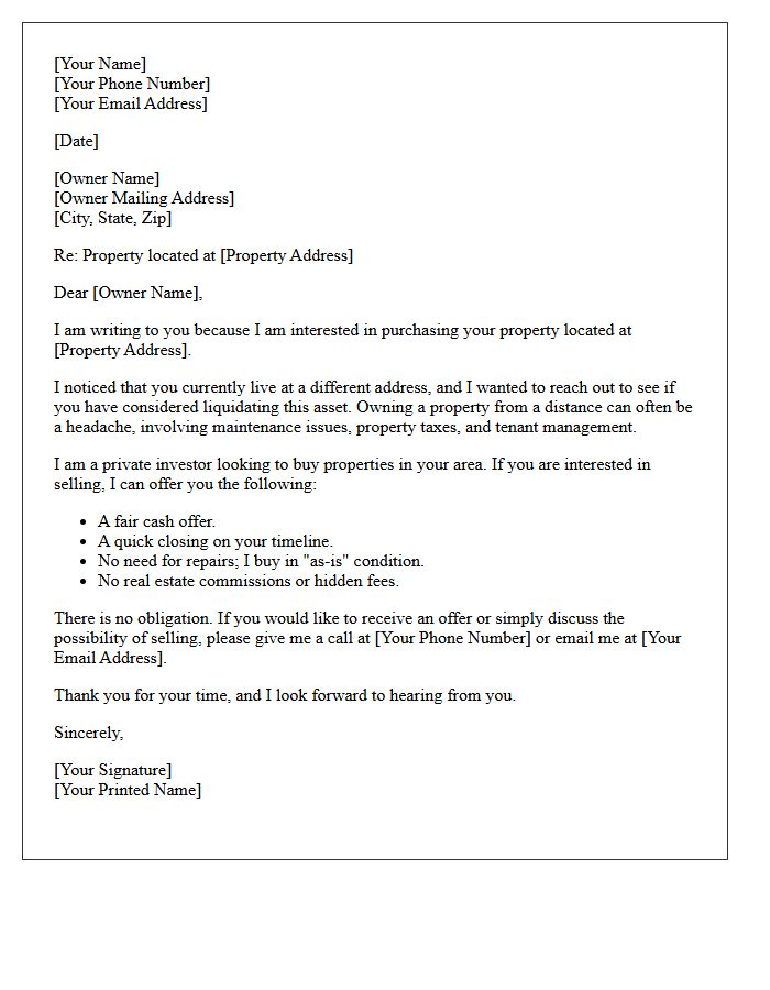 Absentee Owner Liquidation Letter