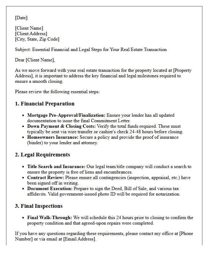 Navigating Financial and Legal Real Estate Steps Letter