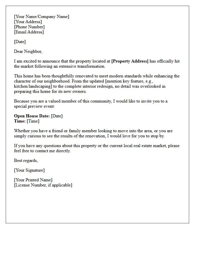 Transformed Property Market Debut Letter
