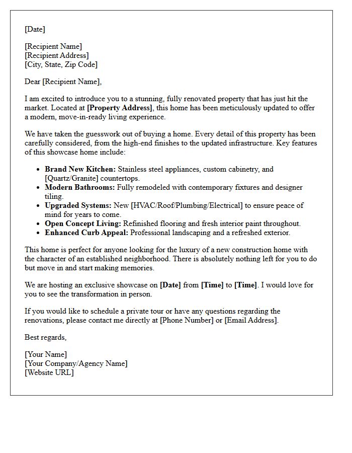 Move-In Ready Flipped Home Showcase Letter