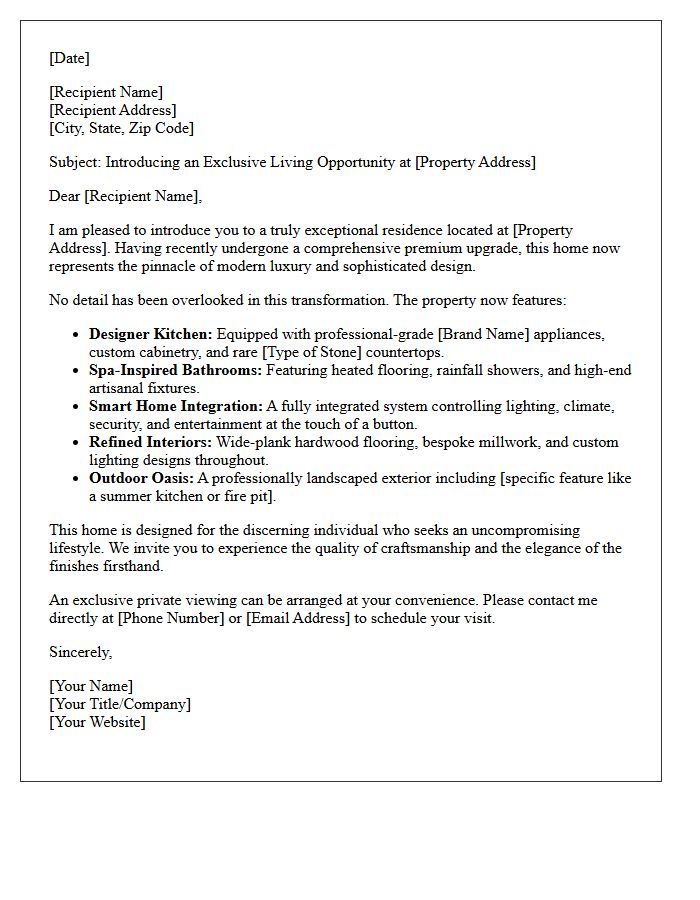 Premium Upgraded Home Introduction Letter