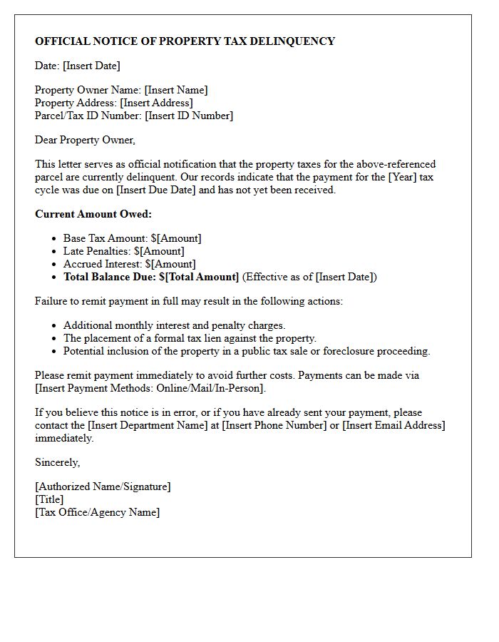 Initial Notice of Property Tax Delinquency Listing Letter