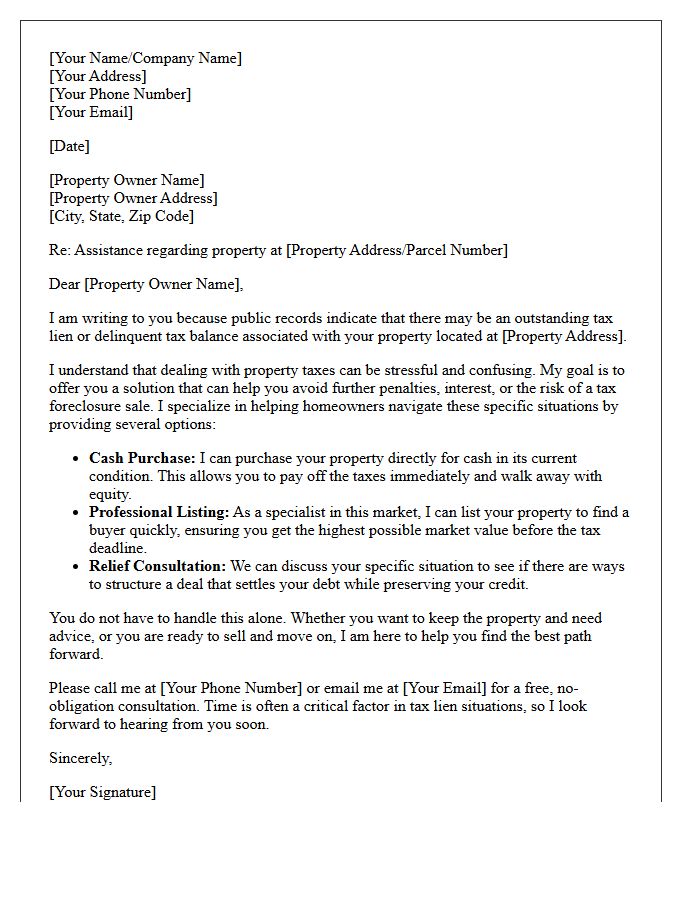 Tax Lien Property Relief and Listing Letter