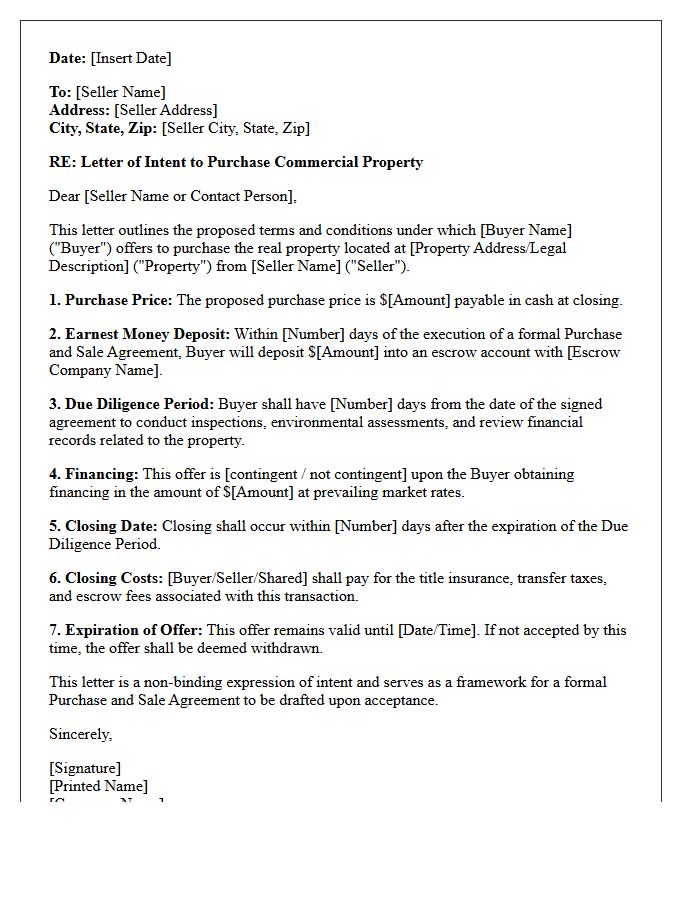 Commercial Property Purchase Offer Letter