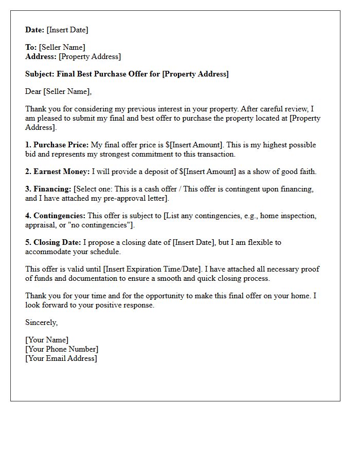 Final Best Purchase Offer Letter