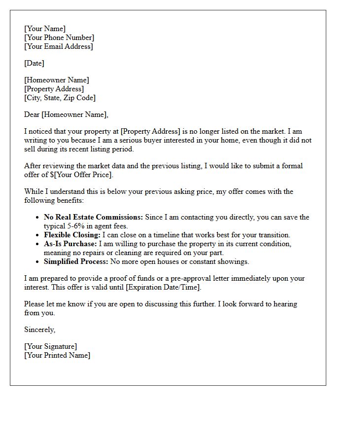 Expired Listing Below Asking Price Offer Letter